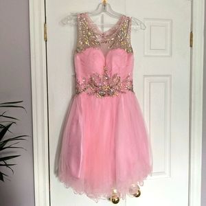Pink Rhinestone Sequin Tulle Party Dress sz 6